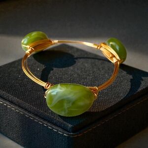 Bracelet Handmade Green Acrylic Stone Bangle